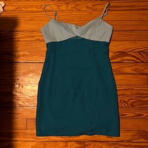 Light blue and regular blue dress. Short cocktail dress. So pretty on!